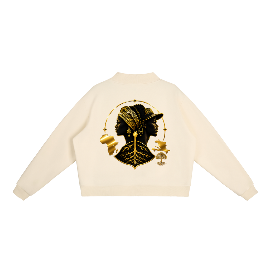 IAMME Women’s Essential Fleece Mock-Neck Cropped Flower Sweatshirt