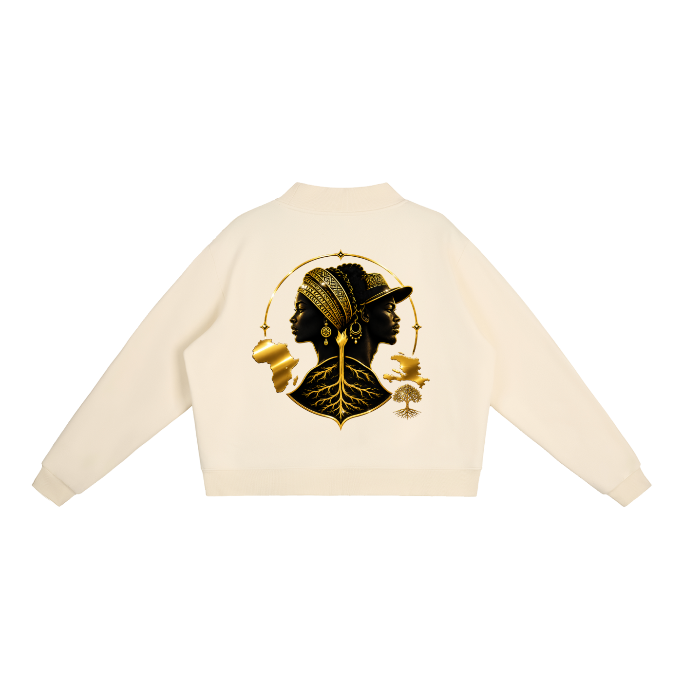 IAMME Women’s Essential Fleece Mock-Neck Cropped Flower Sweatshirt