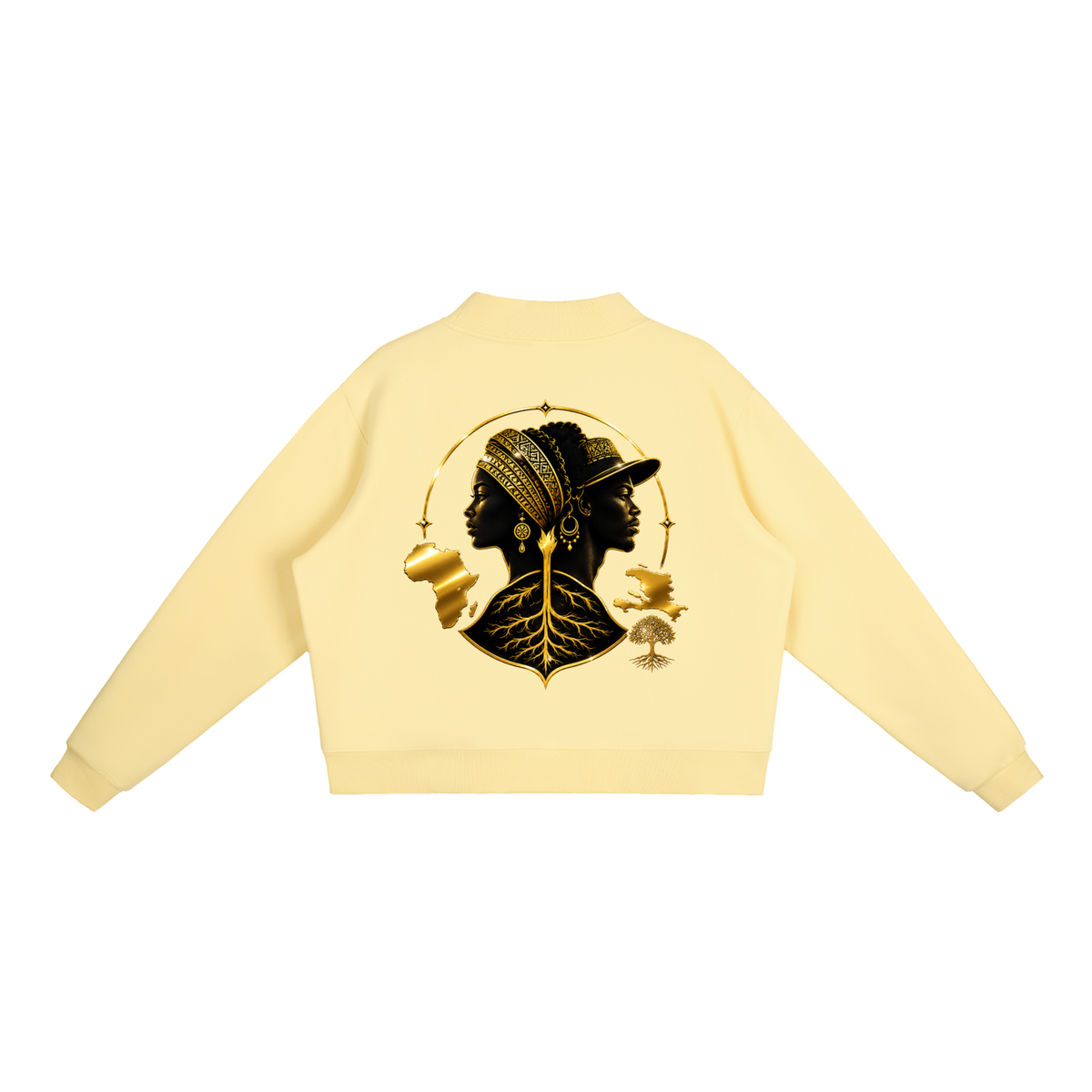IAMME Women’s Essential Fleece Mock-Neck Cropped Flower Sweatshirt