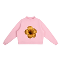IAMME Women’s Essential Fleece Mock-Neck Cropped Flower Sweatshirt